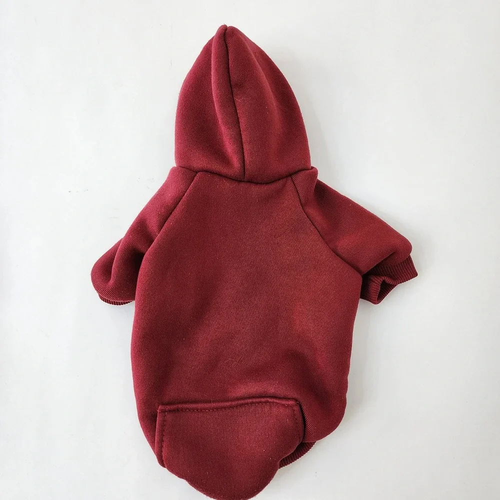 Yikeyo Pet Clothing‎ Set XS Burgundy Hoodie and Plaid Faux Fur Trim Dress Vest